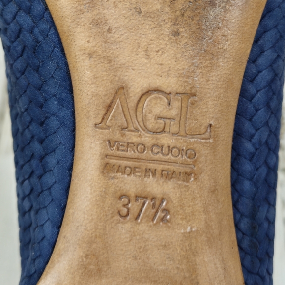 AGL Attilio Guisti Leombruni Blue Leather Buckle Flats - Picture 8 of 8